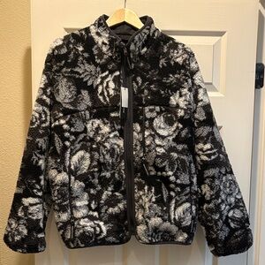 thisisneverthat Reversible Floral Fleece Black and White Men’s Jacket, Medium